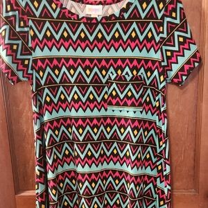 LuLaRoe Pink and Black High Low Sundress with Raglan Sleeves